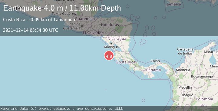 Map of OFF COAST OF COSTA RICA