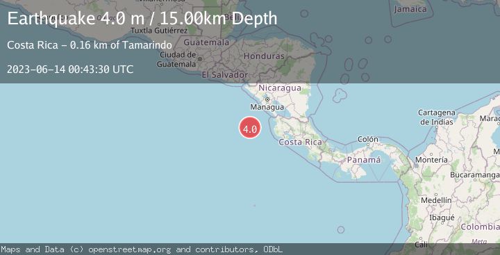 Map of OFF COAST OF COSTA RICA