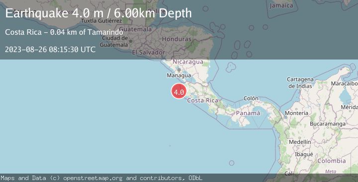Map of OFF COAST OF COSTA RICA