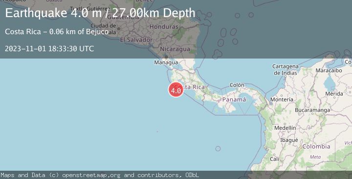 Map of OFF COAST OF COSTA RICA