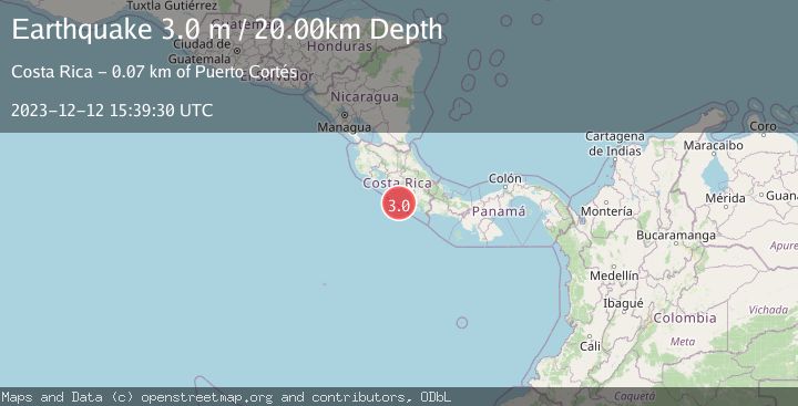 Map of OFF COAST OF COSTA RICA