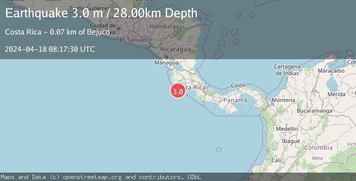 Map of OFF COAST OF COSTA RICA