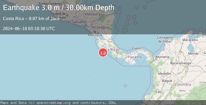 Map of OFF COAST OF COSTA RICA