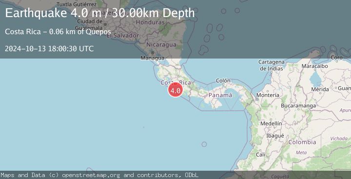 Map of OFF COAST OF COSTA RICA