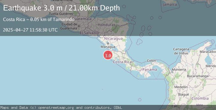 Map of OFF COAST OF COSTA RICA