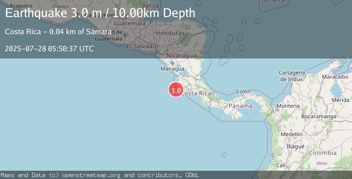 Map of OFF COAST OF COSTA RICA