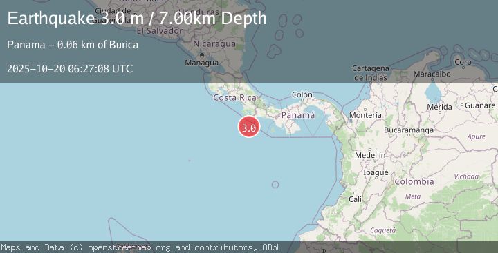 Map of OFF COAST OF COSTA RICA
