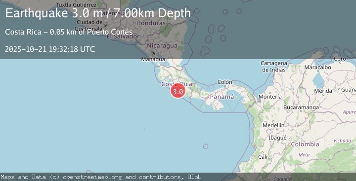 Map of OFF COAST OF COSTA RICA