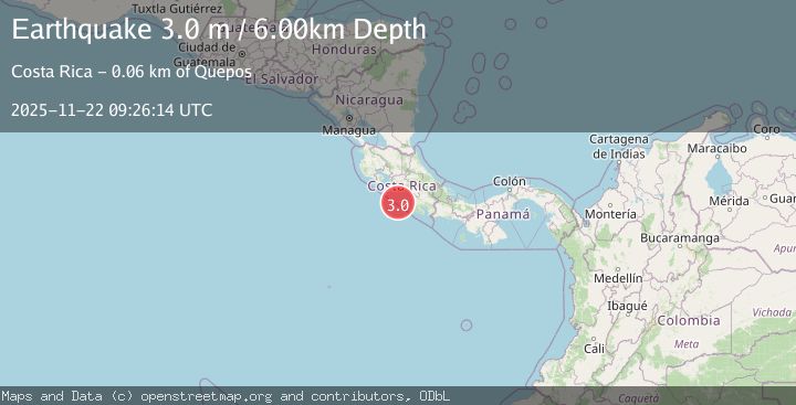 Map of OFF COAST OF COSTA RICA