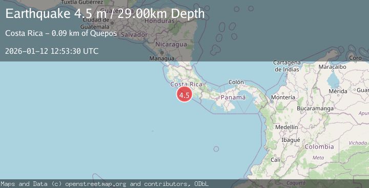 Map of OFF COAST OF COSTA RICA