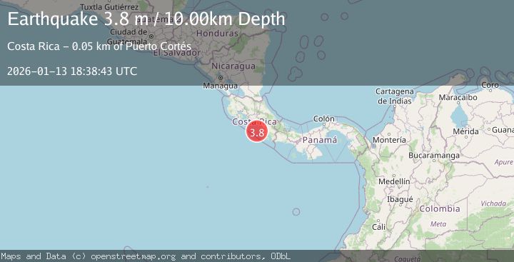 Map of OFF COAST OF COSTA RICA