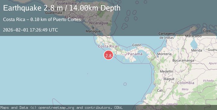 Map of OFF COAST OF COSTA RICA