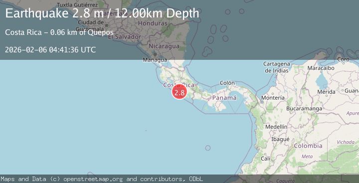 Map of OFF COAST OF COSTA RICA