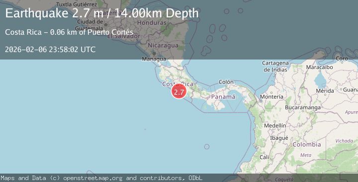 Map of OFF COAST OF COSTA RICA