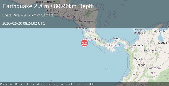 Map of OFF COAST OF COSTA RICA