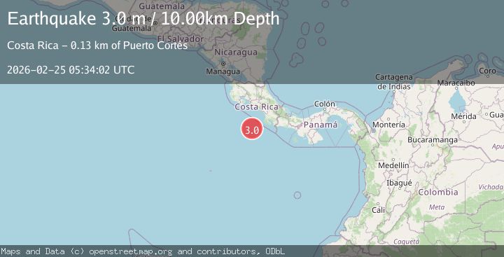 Map of OFF COAST OF COSTA RICA