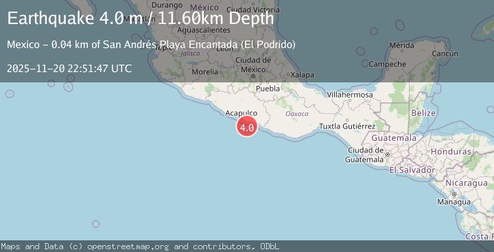 Map of OFFSHORE GUERRERO, MEXICO