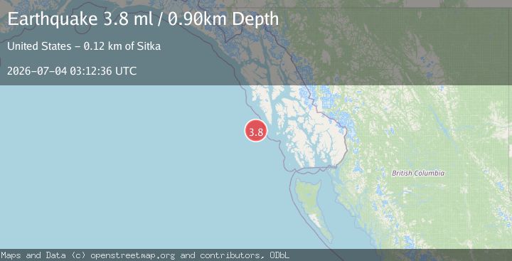 Map of OFF COAST OF SOUTHEASTERN ALASKA