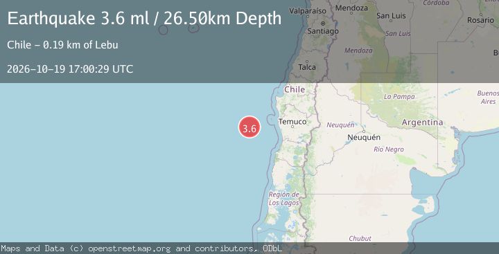 Map of OFF COAST OF ARAUCANIA, CHILE