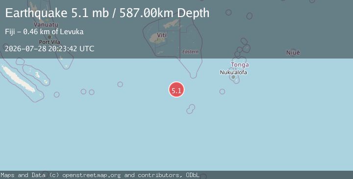 Map of SOUTH OF FIJI ISLANDS