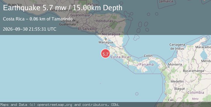 Map of OFF COAST OF COSTA RICA