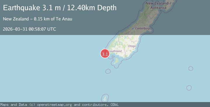 Map of OFF W. COAST OF S. ISLAND, N.Z.