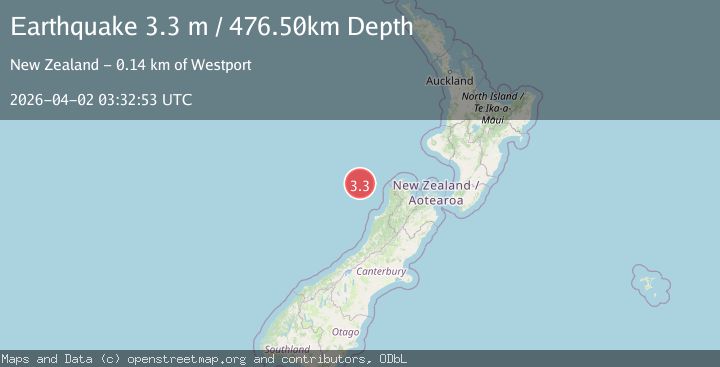 Map of OFF W. COAST OF S. ISLAND, N.Z.
