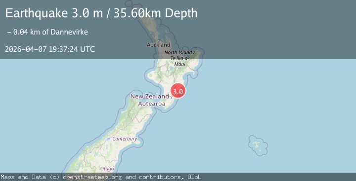 Map of NORTH ISLAND OF NEW ZEALAND