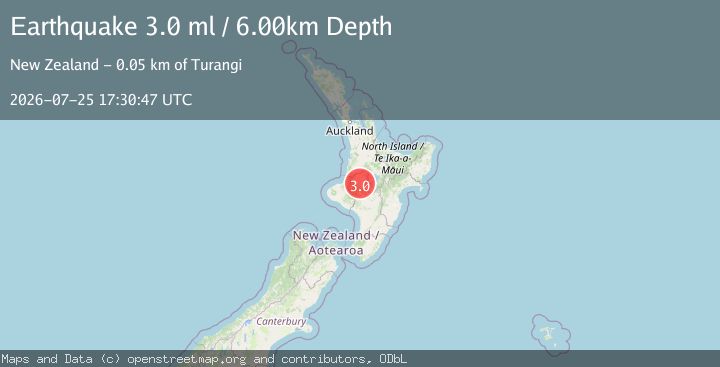 Map of NORTH ISLAND OF NEW ZEALAND