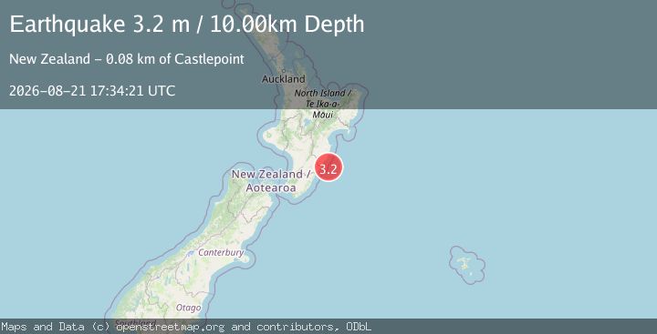 Map of NORTH ISLAND OF NEW ZEALAND