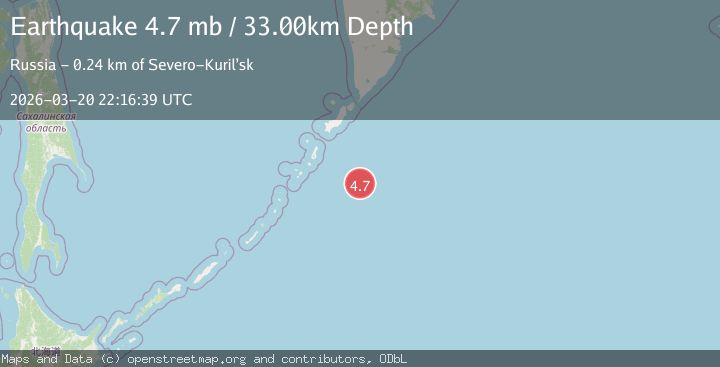 Map of EAST OF KURIL ISLANDS