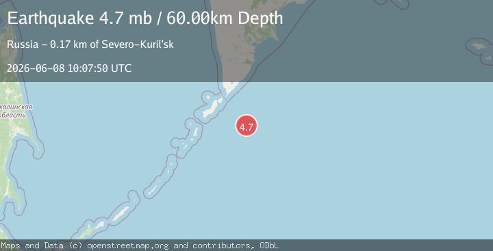 Map of EAST OF KURIL ISLANDS