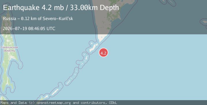 Map of EAST OF KURIL ISLANDS