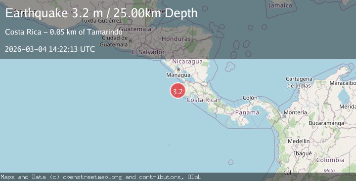 Map of OFF COAST OF COSTA RICA