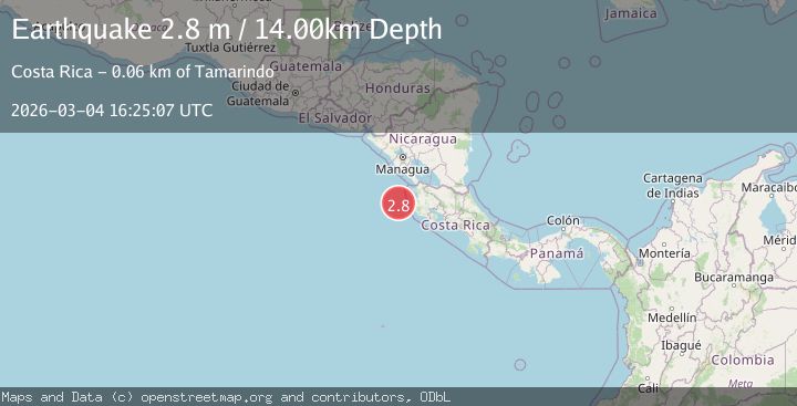 Map of OFF COAST OF COSTA RICA