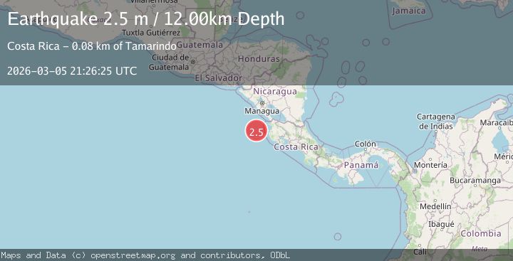 Map of OFF COAST OF COSTA RICA