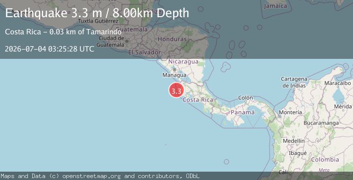 Map of OFF COAST OF COSTA RICA