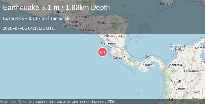 Map of OFF COAST OF COSTA RICA