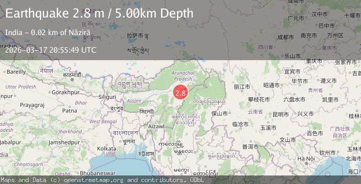 Map of ASSAM - NAGALAND REGION, INDIA