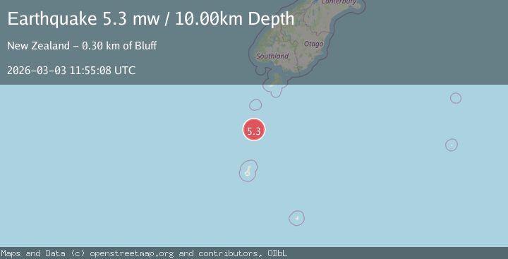 Map of OFF W. COAST OF S. ISLAND, N.Z.