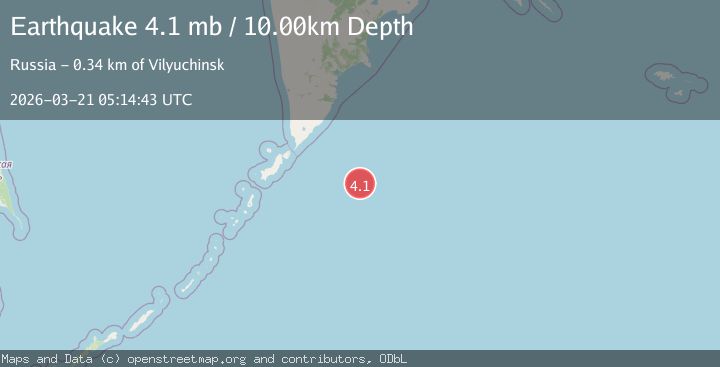 Map of EAST OF KURIL ISLANDS