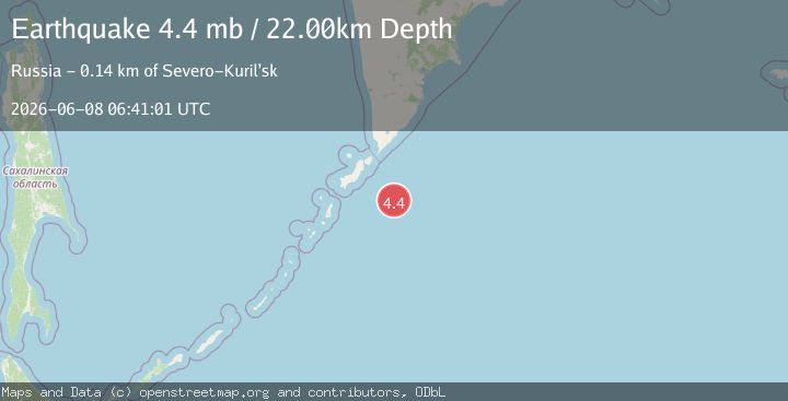 Map of EAST OF KURIL ISLANDS