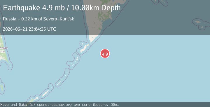Map of EAST OF KURIL ISLANDS