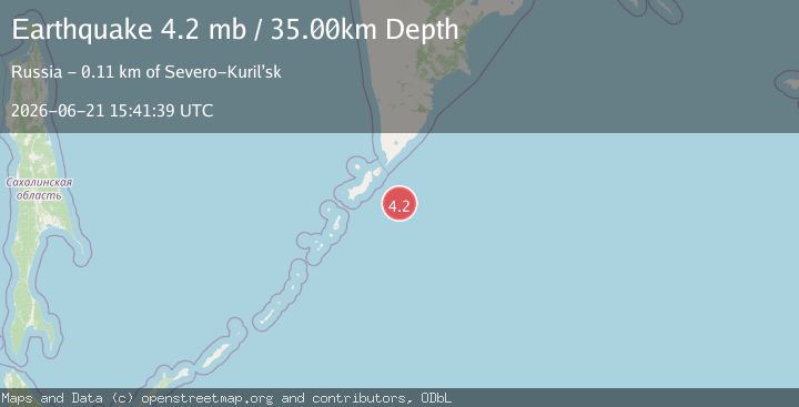 Map of EAST OF KURIL ISLANDS