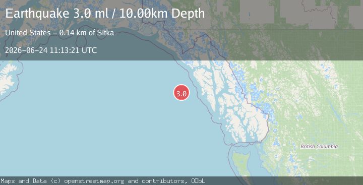Map of OFF COAST OF SOUTHEASTERN ALASKA