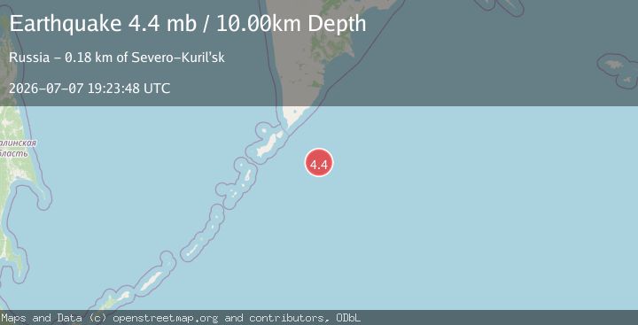 Map of EAST OF KURIL ISLANDS