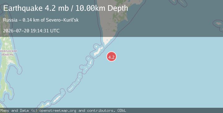 Map of EAST OF KURIL ISLANDS