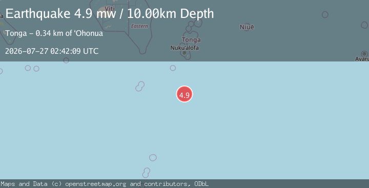 Map of SOUTH OF TONGA