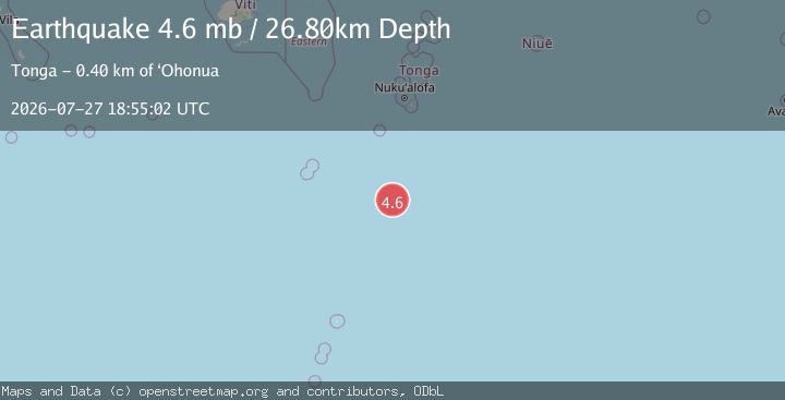Map of SOUTH OF TONGA