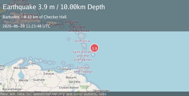 Map of BARBADOS REGION, WINDWARD ISL.